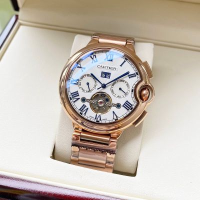 Ballon Bleu de Cartier 44*12mm 316L Steel Citizen Automatic Movement White/Black Face Men Watch